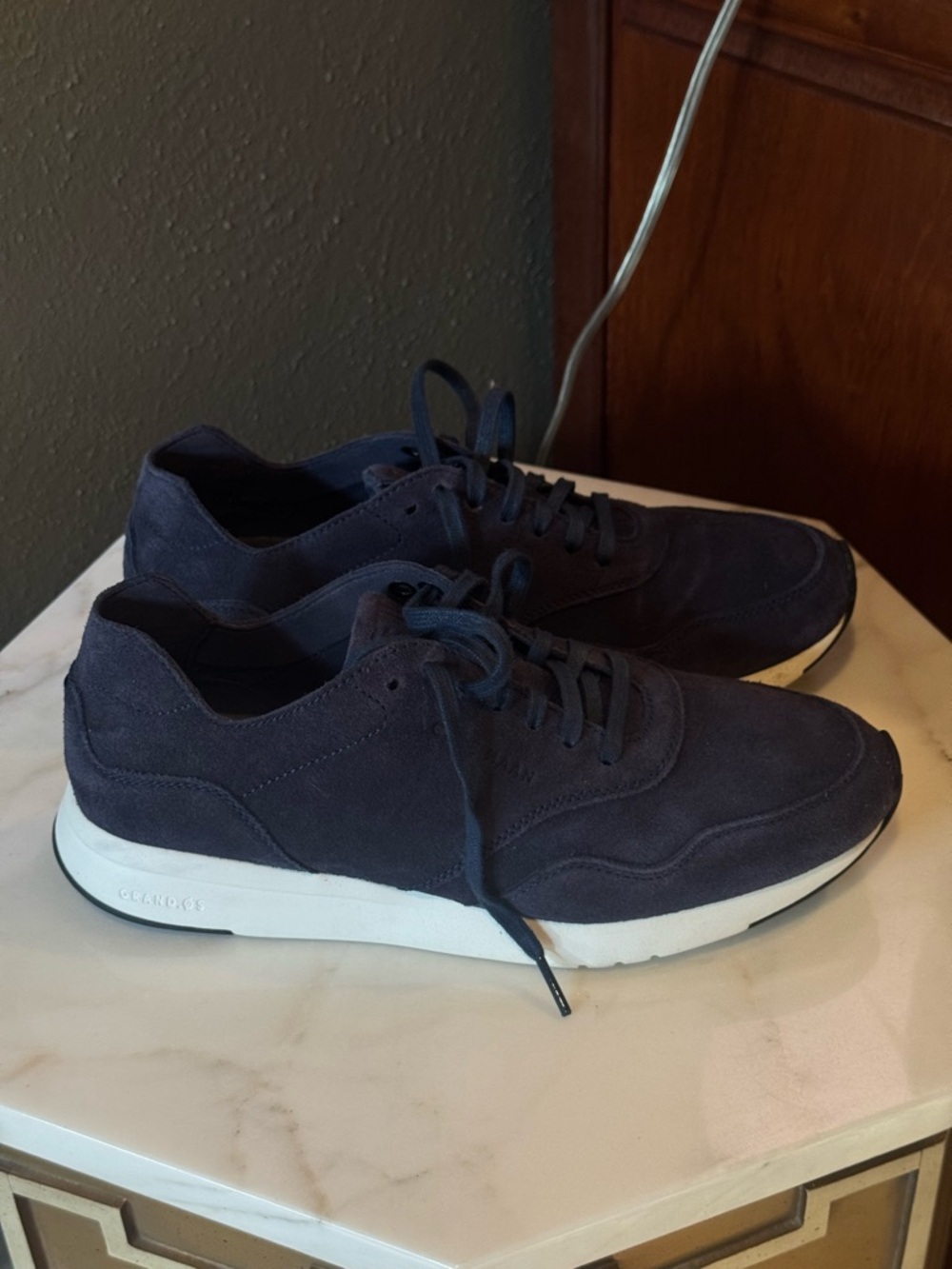 Cole Haan Navy Suede Lace-Up Sneakers
